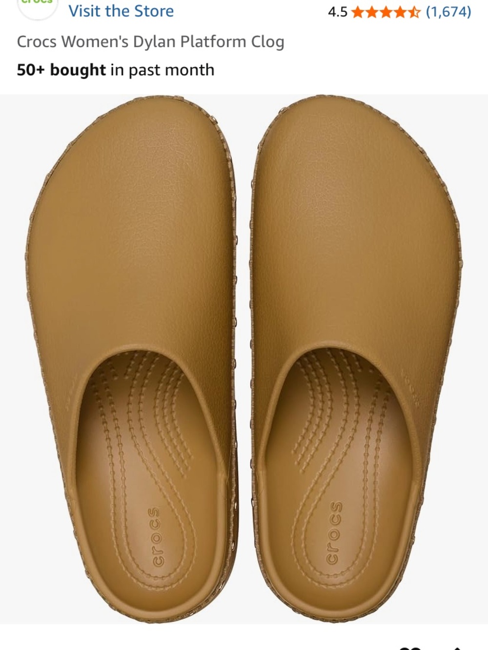 NEW Crocs Women's Dylan Platform Mule Clog — Tan Umber - Picture 5 of 9